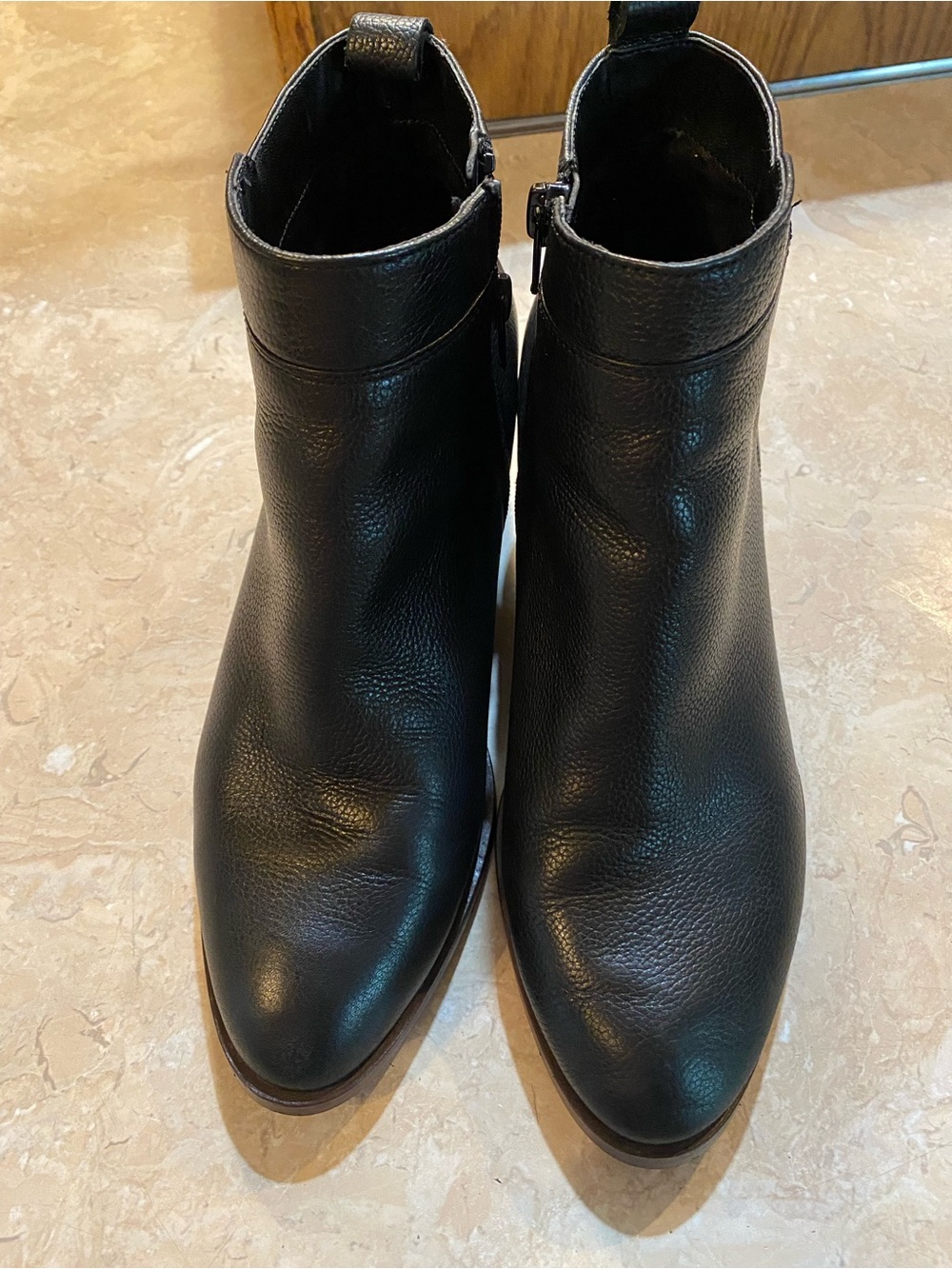 GAP Black Leather Ankle Booties with Side Zip